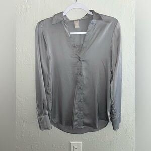 H&M grey silk top
